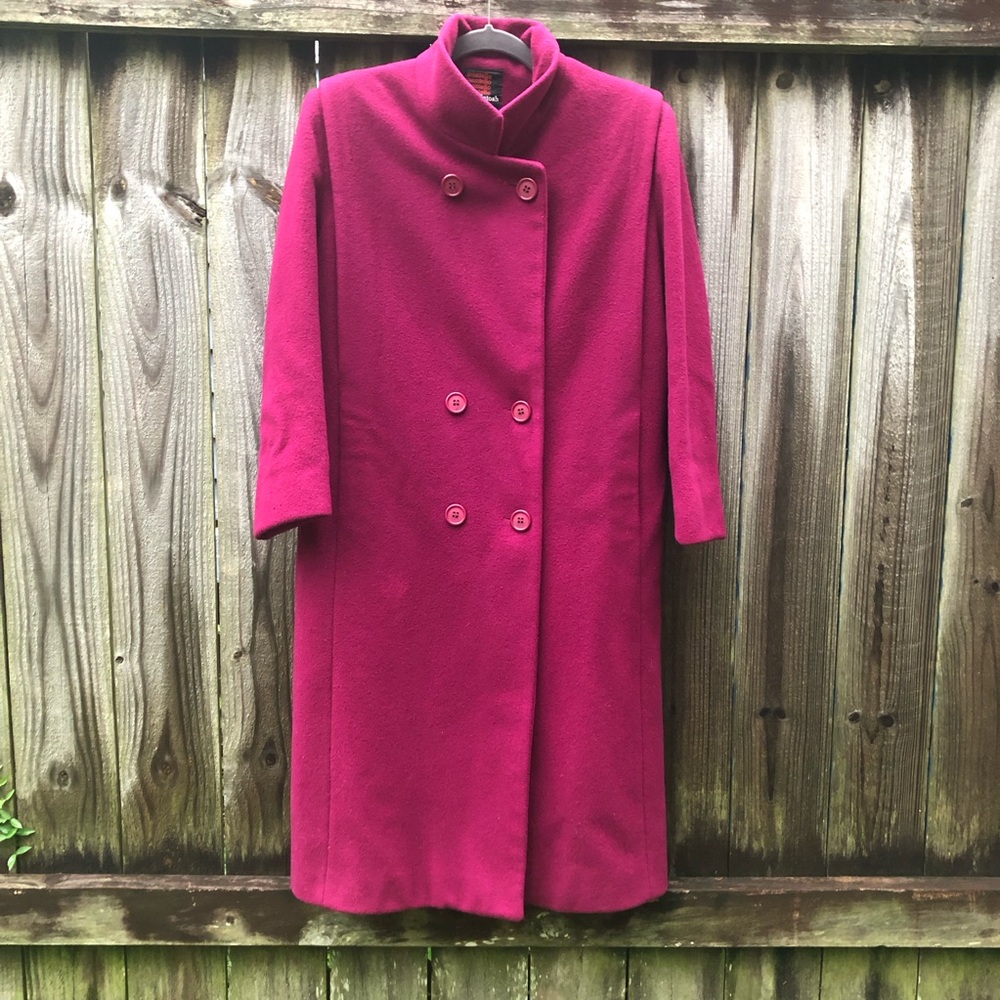 Montello MacKintosh Vintage Wool Coat Size 8 Plum Union Made Double Breasted